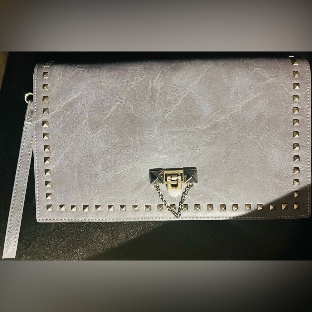 Elegant Silver Studded Clutch